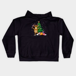 Funny Reindeer Drinking Wine Christmas Tree Kids Hoodie